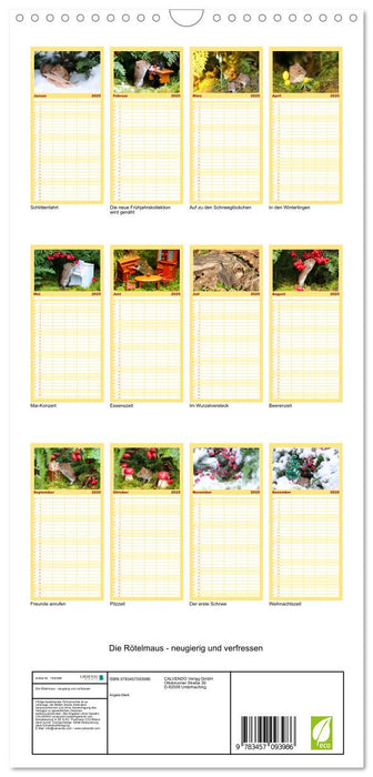 Die Rötelmaus - neugierig und verfressen (CALVENDO Familienplaner 2025)
