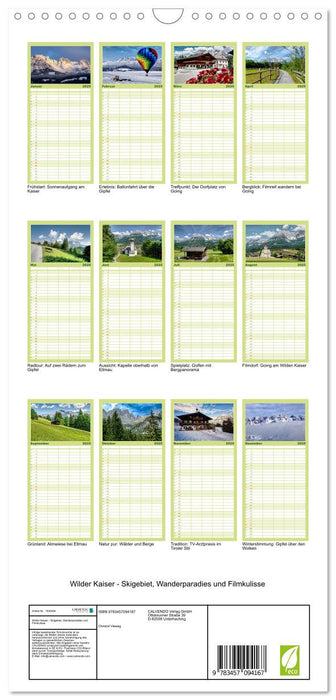 Wilder Kaiser - Skigebiet, Wanderparadies und Filmkulisse (CALVENDO Familienplaner 2025)