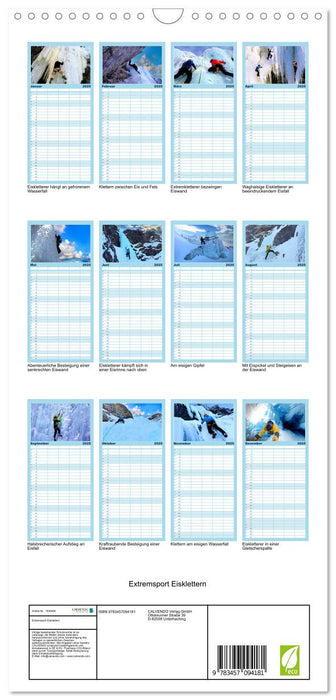 Extremsport Eisklettern (CALVENDO Familienplaner 2025)