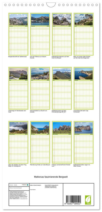 Mallorcas faszinierende Bergwelt (CALVENDO Familienplaner 2025)