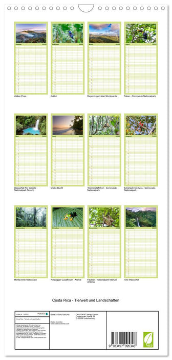 Costa Rica - Tierwelt und Landschaften (CALVENDO Familienplaner 2025)