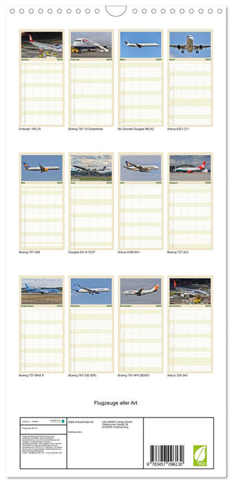 Flugzeuge aller Art (CALVENDO Familienplaner 2025)