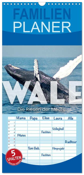 Wale - Die Riesen der Meere. (CALVENDO Familienplaner 2025)