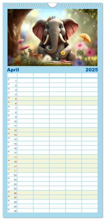 Die lustigen Dickhäuter. Ein Kalender für gute Laune (CALVENDO Familienplaner 2025)