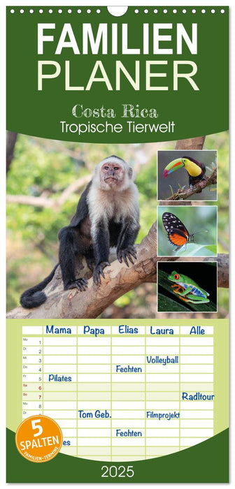 Costa Rica - Tropische Tierwelt (CALVENDO Familienplaner 2025)