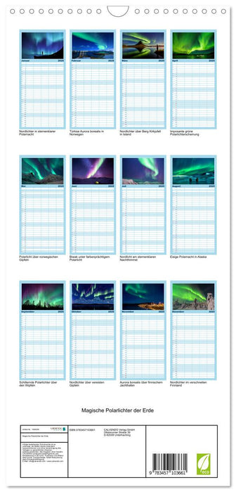 Magische Polarlichter der Erde (CALVENDO Familienplaner 2025)