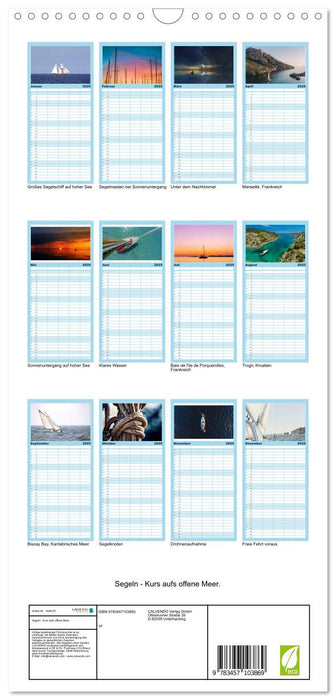 Segeln - Kurs aufs offene Meer. (CALVENDO Familienplaner 2025)