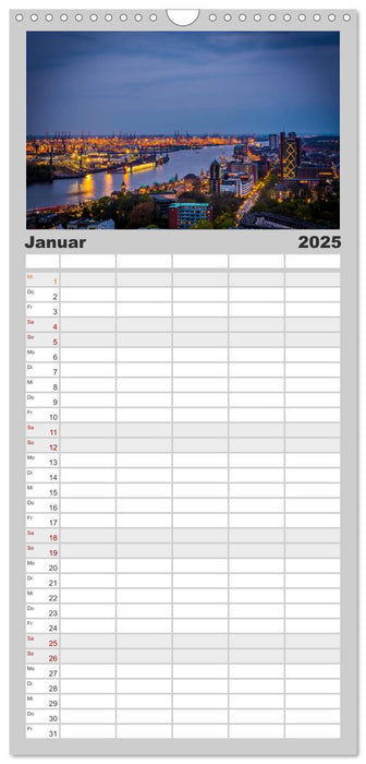 Hamburger Hafen - Im Zauber der Nacht (CALVENDO Familienplaner 2025)