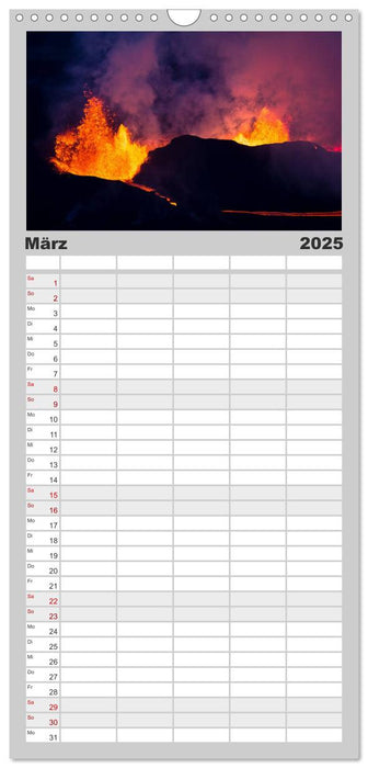 Vulkanausbruch - Island (CALVENDO Familienplaner 2025)
