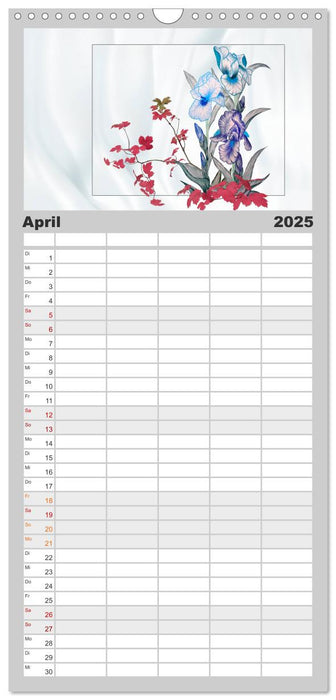Irisblüten Zeichnungen (CALVENDO Familienplaner 2025)