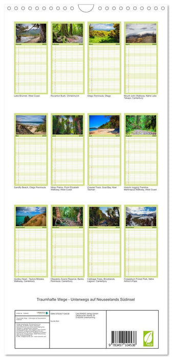Traumhafte Wege - Unterwegs auf Neuseelands Südinsel (CALVENDO Familienplaner 2025)