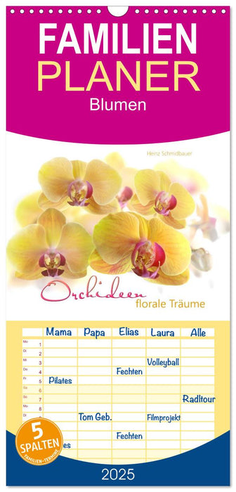 Orchideen florale Träume (CALVENDO Familienplaner 2025)