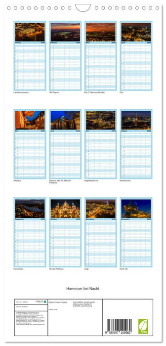 Hannover bei Nacht (CALVENDO Familienplaner 2025)