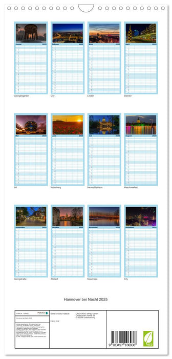 Hannover bei Nacht 2025 (CALVENDO Familienplaner 2025)