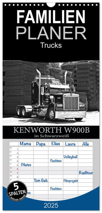 KENWORTH W900B - in Schwarzweiß (CALVENDO Familienplaner 2025)