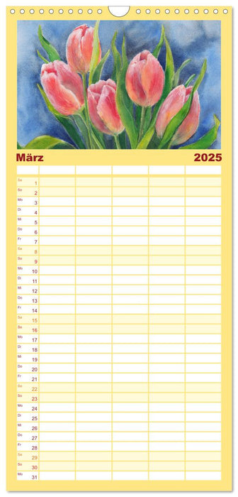 Blumenaquarelle aus der Nähe (CALVENDO Familienplaner 2025)
