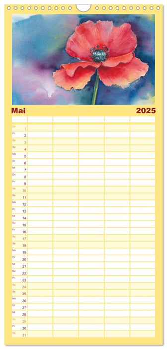 Blumenaquarelle aus der Nähe (CALVENDO Familienplaner 2025)