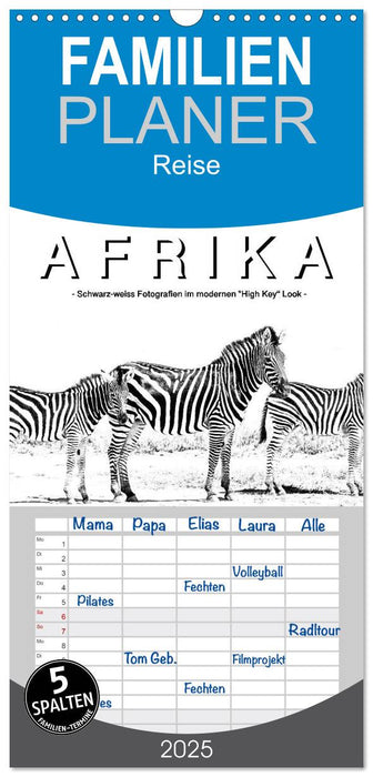 AFRIKA - Schwarz-weiss Fotografien im modernen "High Key" Look (CALVENDO Familienplaner 2025)