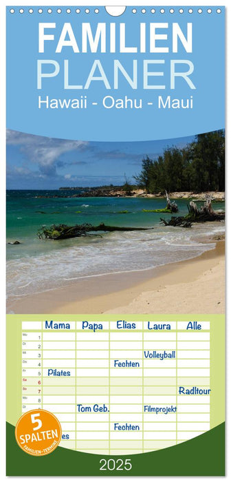 Hawaii - Oahu - Maui (CALVENDO Familienplaner 2025)