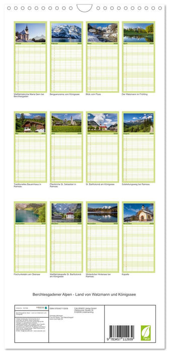 Berchtesgadener Alpen - Land von Watzmann und Königssee (CALVENDO Familienplaner 2025)