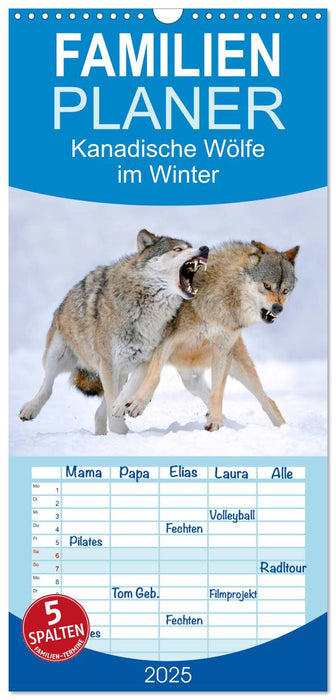 Kanadische Wölfe im Winter (CALVENDO Familienplaner 2025)