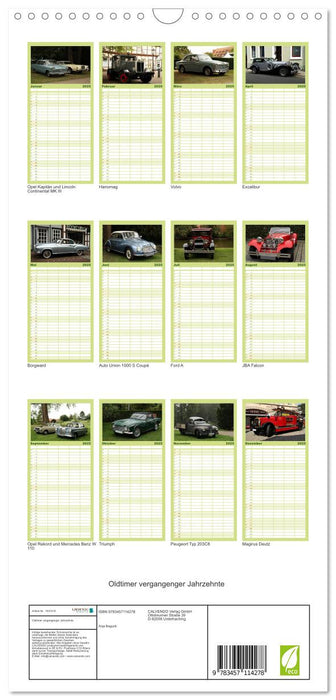 Oldtimer vergangenger Jahrzehnte (CALVENDO Familienplaner 2025)