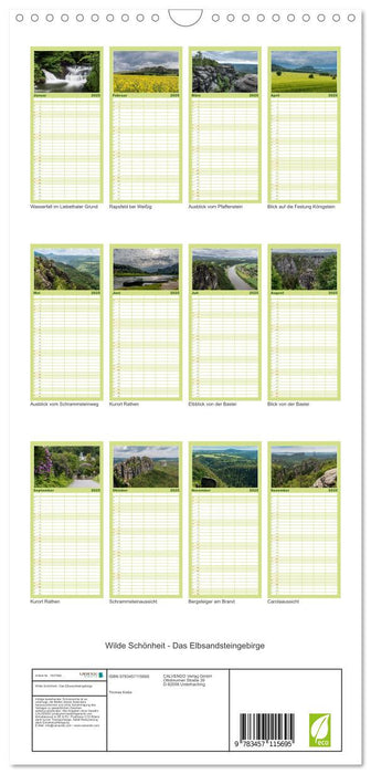 Wilde Schönheit - Das Elbsandsteingebirge (CALVENDO Familienplaner 2025)