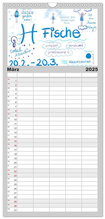 Sternzeichen-Kalender (CALVENDO Familienplaner 2025)