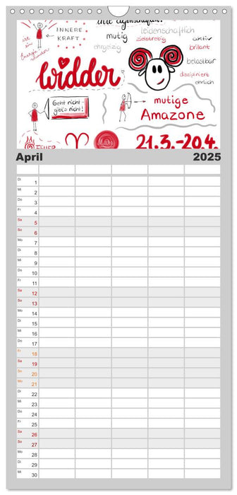 Sternzeichen-Kalender (CALVENDO Familienplaner 2025)