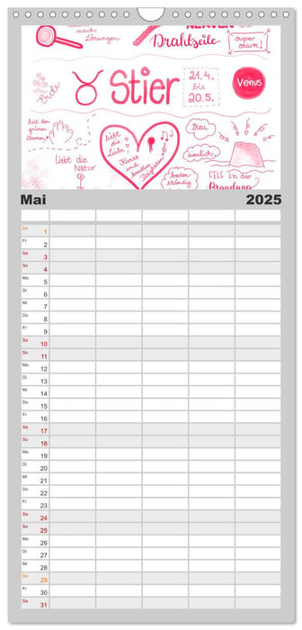 Sternzeichen-Kalender (CALVENDO Familienplaner 2025)