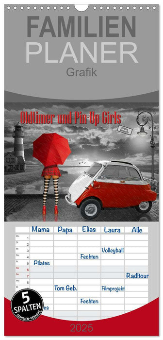 Oldtimer und Pin-Up Girls by Mausopardia (CALVENDO Familienplaner 2025)