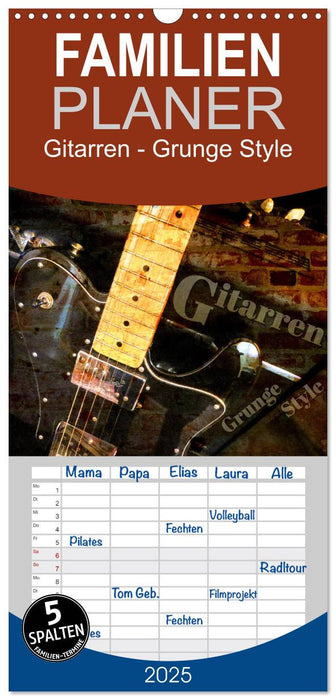 Gitarren - Grunge Style (CALVENDO Familienplaner 2025)