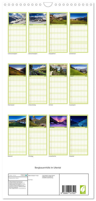 Bergbauernhöfe im Ultental (CALVENDO Familienplaner 2025)