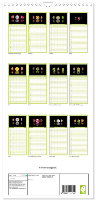 Früchte dreigeteilt (CALVENDO Familienplaner 2025)