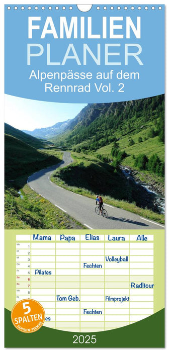 Alpenpässe auf dem Rennrad Vol. 2 (CALVENDO Familienplaner 2025)