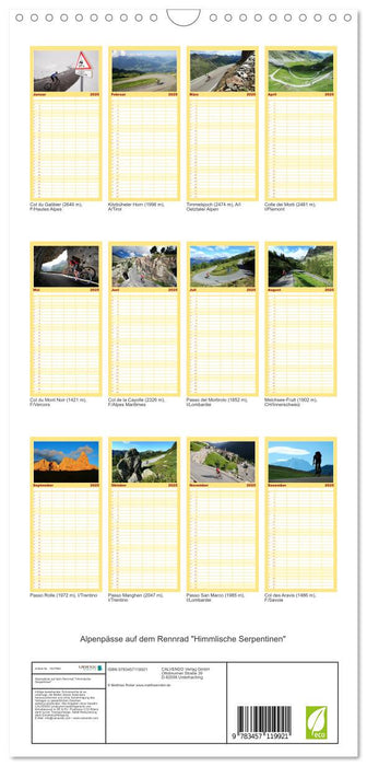Alpenpässe auf dem Rennrad "Himmlische Serpentinen" (CALVENDO Familienplaner 2025)