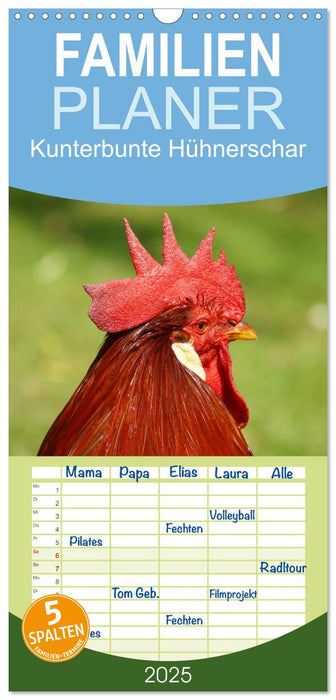 Kunterbunte Hühnerschar (CALVENDO Familienplaner 2025)