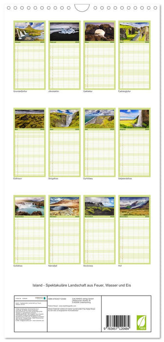 Island - Spektakuläre Landschaft aus Feuer, Wasser und Eis (CALVENDO Familienplaner 2025)