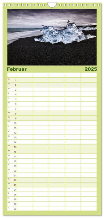 Island - Spektakuläre Landschaft aus Feuer, Wasser und Eis (CALVENDO Familienplaner 2025)