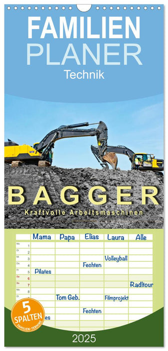 Bagger - kraftvolle Arbeitsmaschinen (CALVENDO Familienplaner 2025)