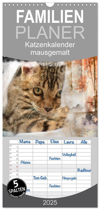 Katzenkalender mausgemalt (CALVENDO Familienplaner 2025)