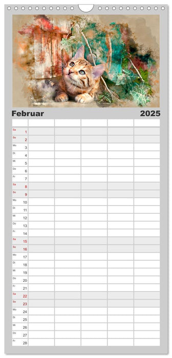 Katzenkalender mausgemalt (CALVENDO Familienplaner 2025)