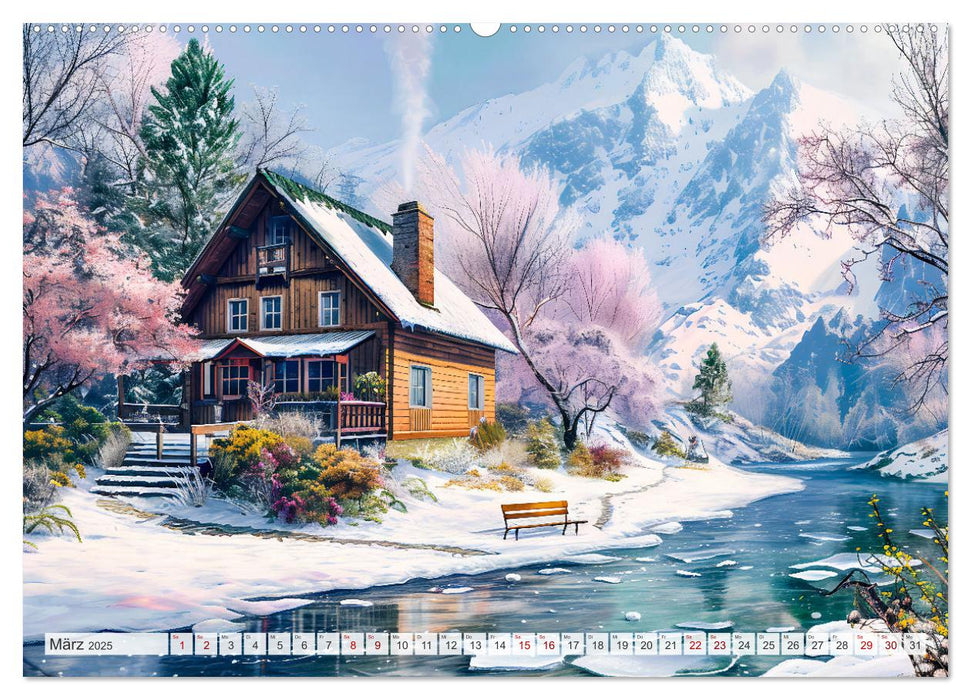 Cottages am Wasser - Malerische Rückzugsorte genießen (CALVENDO Premium Wandkalender 2025)
