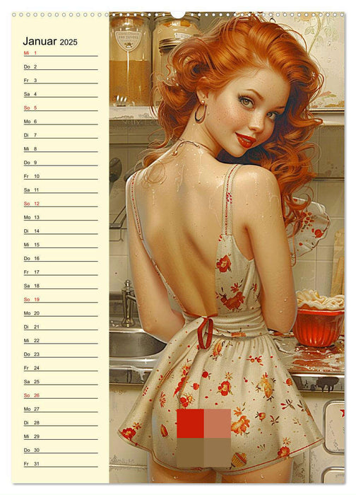 Schatz, ich hab gekocht! Sexy-lustige Pin-up-Girls in der Küche (CALVENDO Wandkalender 2025)