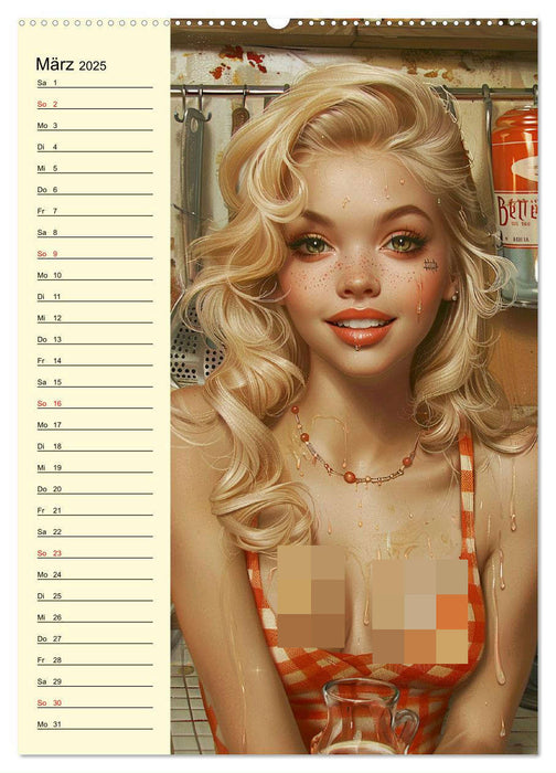 Schatz, ich hab gekocht! Sexy-lustige Pin-up-Girls in der Küche (CALVENDO Wandkalender 2025)