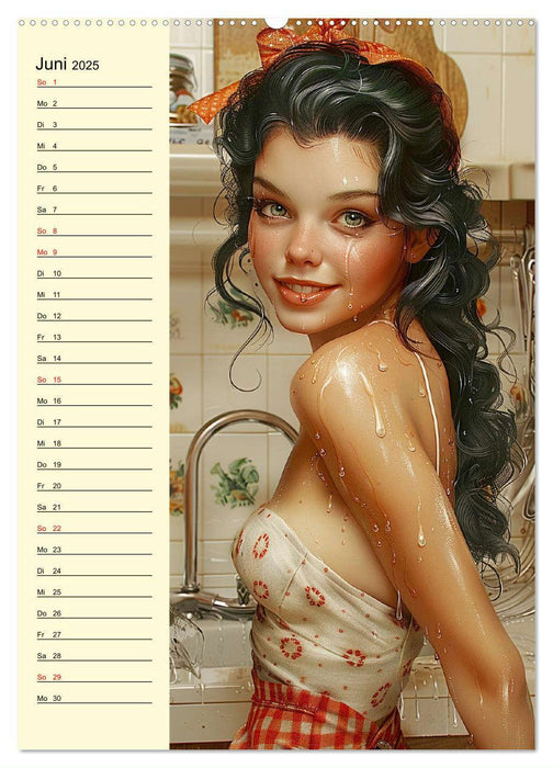 Schatz, ich hab gekocht! Sexy-lustige Pin-up-Girls in der Küche (CALVENDO Wandkalender 2025)