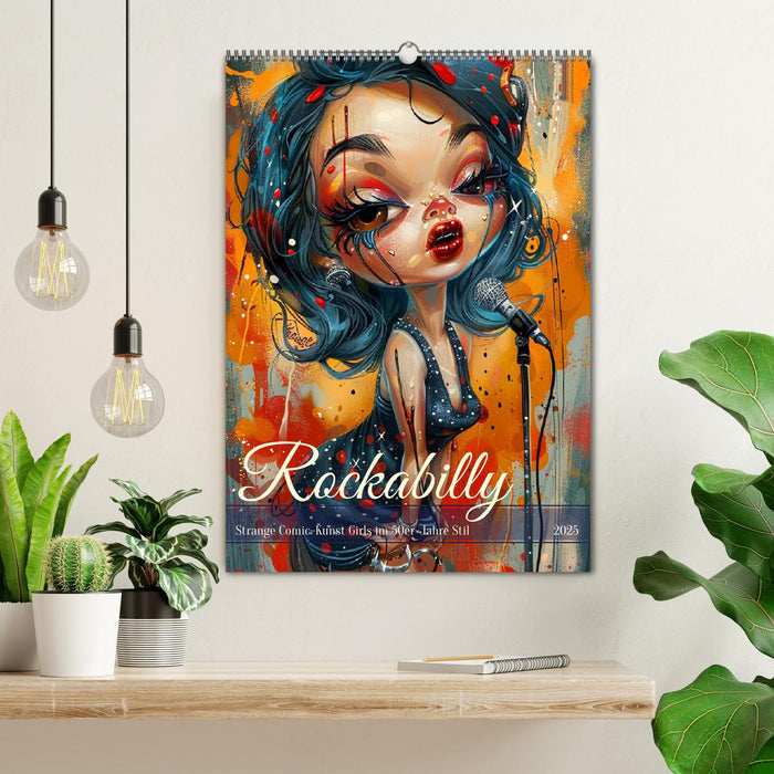 Rockabilly. Strange Comic-Kunst Girls im 50er-Jahre Stil (CALVENDO Wandkalender 2025)