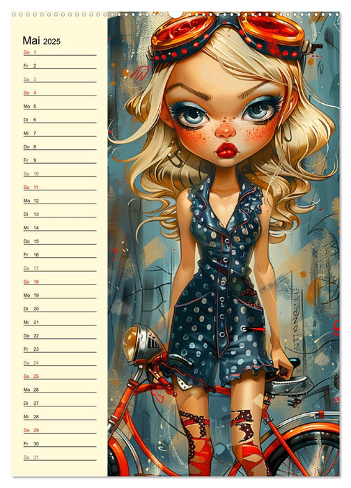 Rockabilly. Strange Comic-Kunst Girls im 50er-Jahre Stil (CALVENDO Wandkalender 2025)