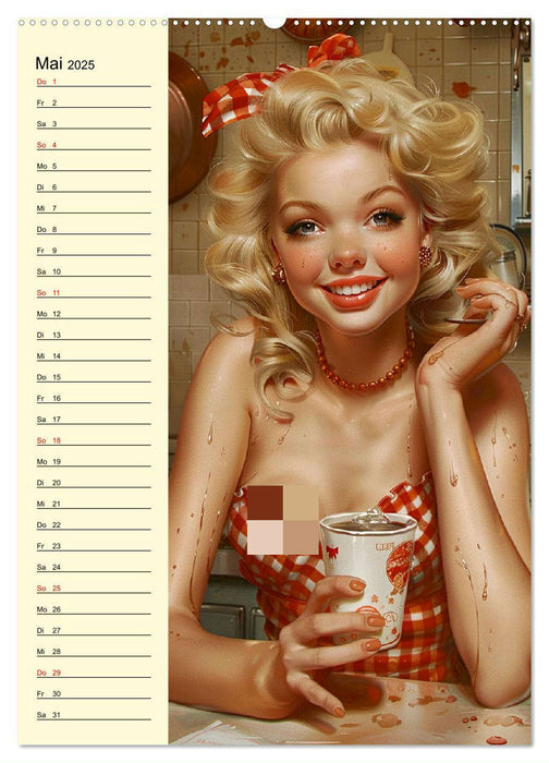 Schatz, ich hab gekocht! Sexy-lustige Pin-up-Girls in der Küche (CALVENDO Premium Wandkalender 2025)