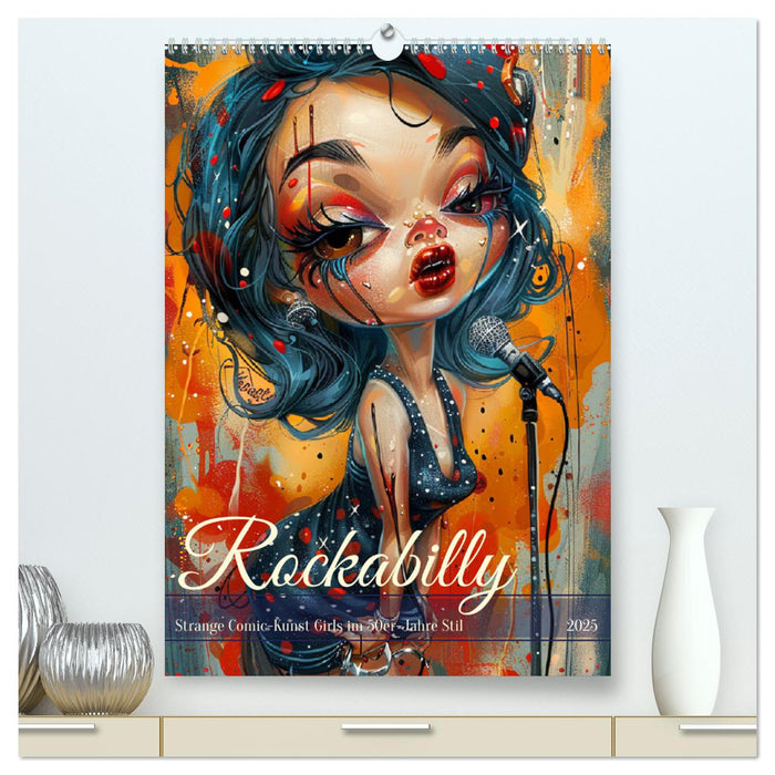 Rockabilly. Strange Comic-Kunst Girls im 50er-Jahre Stil (CALVENDO Premium Wandkalender 2025)